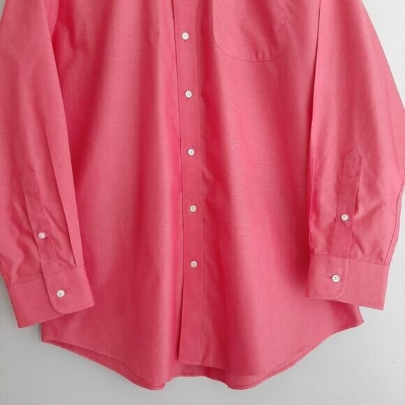 NORDSTROM 100% Cotton Traditional Fit Button Down Shirt Pink Men's Sz 16 / 34 - Picture 3 of 11